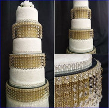 Load image into Gallery viewer, Crystal Effect Wedding Cake Stand: Waterfall Design, Acrylic Mirror Top