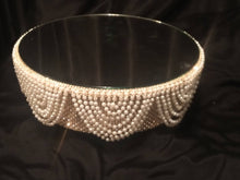 Load image into Gallery viewer, Pearl Rhinestone Wedding Cake Stand Vintage Inspired Mirror Top Cake display stand