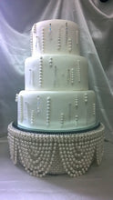 Load image into Gallery viewer, Pearl Rhinestone Wedding Cake Stand Vintage Inspired Mirror Top Cake display stand
