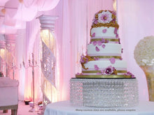 Load image into Gallery viewer, Crystal Effect Wedding Cake Stand: Waterfall Design, Acrylic Mirror Top