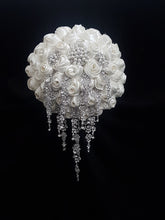 Load image into Gallery viewer, Trailing Brooch Bouquet: Silver Rhinestone Jewel Wedding Bouquet