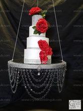 Load image into Gallery viewer, Crystal Draped Chandelier Cake Swing: Heavy Duty Wedding Cake Stand