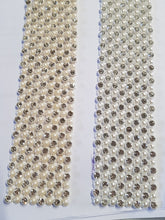 Load image into Gallery viewer, Diamante & Pearl Ribbon Banding Rhinestone Wedding Cake Decoration, Invitations (1 Yard)