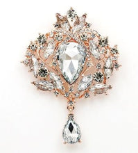 Load image into Gallery viewer, Feather Wrist Corsage: Rhinestone Brooch, 1920s Gatsby Style