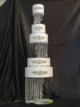 Load image into Gallery viewer, Crystal Chandelier Wedding Cake Stand with LED Lights - 3 Tier Illusion Set