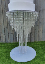 Load image into Gallery viewer, Tall 3-Tier Crystal Chandelier Wedding Cake Stand with LED Lights – Illuminated Cake Display
