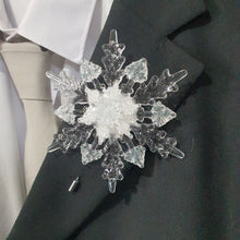 Load image into Gallery viewer, Crystal Snowflake Boutonniere: Winter Wedding Groom Accessory