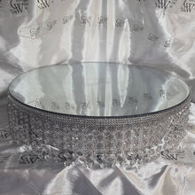 Load image into Gallery viewer, Crystal Effect Wedding Cake Stand: Waterfall Design, Acrylic Mirror Top