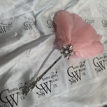Load image into Gallery viewer, Blush Feather Fan: Crystal Wedding Bouquet for Bridesmaid, Flower Girl