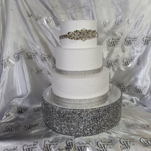 Load image into Gallery viewer, Silver Crystal Cake Stand | Rhinestone Wedding Cake Stand | Glam Wedding Decor | Sparkly Cake Display | Luxury Cake Stand