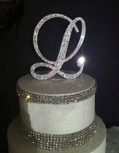 Load image into Gallery viewer, Crystal Rhinestone Letter Cake Topper: 4" Swarovski Monogram