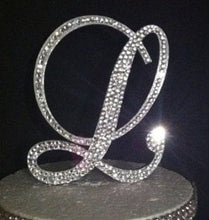 Load image into Gallery viewer, Swarovski Crystal Letter Cake Topper: 4" Rhinestone Monogram