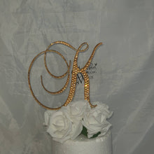 Load image into Gallery viewer, Crystal Rhinestone Letter Cake Topper: Gold Monogram Initial