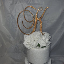 Load image into Gallery viewer, Crystal Letter Cake Topper: Gold Rhinestone Monogram Initial
