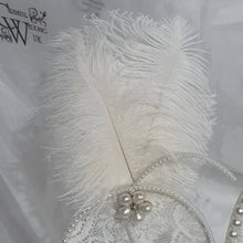 Load image into Gallery viewer, Pearl Monogram Cake Topper: Lace & Feather, Gatsby Style Initial (6")