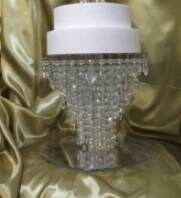 Load image into Gallery viewer, Chandelier Cake Stand 12″ LED Lights – Crystal Wedding Cake Display Stand – Luxury Acrylic & Lights Cake Holder