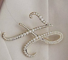 Load image into Gallery viewer, Pearl Initial Cake Topper: 5" Monogram Letter, Wedding Rhinestone Jewel