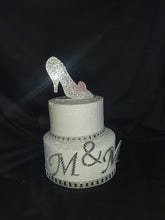 Load image into Gallery viewer, Glass Slipper Cake topper - Swarovski crystal elements - FAIRYTALE princess shoe cake decor, Cake decoration by Crystal wedding uk