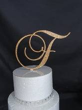 Load image into Gallery viewer, Crystal Rhinestone Letter Cake Topper: Gold Monogram Initial