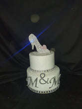 Load image into Gallery viewer, Glass Slipper Cake topper - Swarovski crystal elements - FAIRYTALE princess shoe cake decor, Cake decoration by Crystal wedding uk