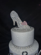 Load image into Gallery viewer, Glass Slipper Cake topper - Swarovski crystal elements - FAIRYTALE princess shoe cake decor, Cake decoration by Crystal wedding uk