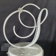 Load image into Gallery viewer, Crystal Pearl Monogram Cake Topper: Rhinestone Initial, 8" Jewel Letter