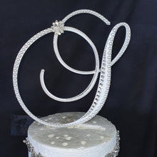 Load image into Gallery viewer, Letter cake topper monogram lnitial, rhinestone pearl cake topper 6” jewel cake topper letters decorations.