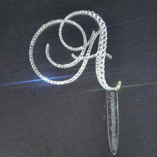 Load image into Gallery viewer, Real Crystal Letter 5" cake topper. Front & back both covered rhinestones,Cake Topper decor, Wedding rhinestone cake topper,any jewel letter