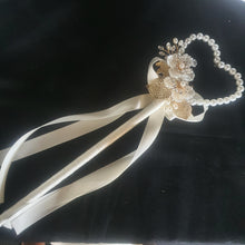 Load image into Gallery viewer, Pearl Heart Flower Girl Wand: Ivory Wedding Wand