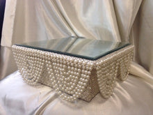 Load image into Gallery viewer, Pearl Rhinestone Wedding Cake Stand Vintage Inspired Mirror Top Cake display stand
