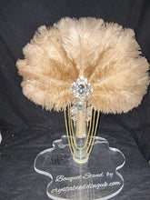 Load image into Gallery viewer, White Ostrich Feather Bridal Fan, Rhinestone Wedding Bouquet, 1920s Style