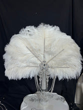 Load image into Gallery viewer, 20" Wedding feather fan,ostrich fan, wedding hand fan, Great Gatsby any colour -custom made to order by Crystal Wedding UK
