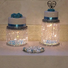 Load image into Gallery viewer, Crystal cake stands, SET OF 6 tiers,crystal wedding cake display with Led lights by Crystal wedding uk