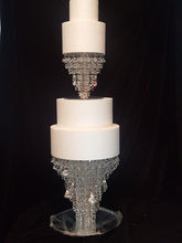 Load image into Gallery viewer, Chandelier cake stand , 2 tier set Premium crystal 6" and 12" + led's by Crystal wedding uk