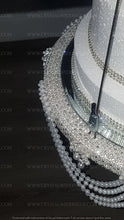 Load image into Gallery viewer, Suspended cake swing, hanging cake stand ,Pearl drape and crystal ,heavy duty holds 200lbs by Crystal wedding uk