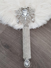 Load image into Gallery viewer, Ostrich Feather Fan, silver bouquet. luxury Bridal Ostrich Feather Fan, Bridal Bouquet, Great Gatsby wedding style. Any colour