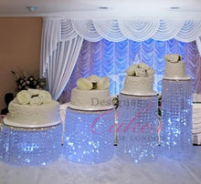 Load image into Gallery viewer, Crystal cake stands cascading style , set of 6 tiers by Crystal wedding uk