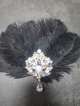 Load image into Gallery viewer, Feather cake topper ,1920's rhinestone topper The Great Gatsby rhinestone brooch, by Crystal wedding uk