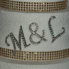 Load image into Gallery viewer, A to Z letters Swarovski element Rhinestone monogram Cake Topper decor, Wedding Initials, Silver cake topper,rhinestone cake decorations.