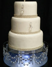 Load image into Gallery viewer, Cake stand Chandelier drape design with lights - for WEDDING CAKE many sizes by Crystal wedding uk