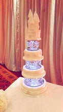 Load image into Gallery viewer, Cake stand Chandelier drape design with lights - for WEDDING CAKE many sizes by Crystal wedding uk