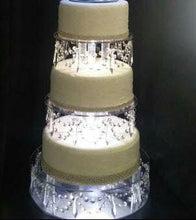 Load image into Gallery viewer, Cake stand Chandelier drape design with lights - for WEDDING CAKE many sizes by Crystal wedding uk