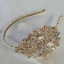 Load image into Gallery viewer, Large side tiara , Vintage inspired crystal band, Silver, Gold or Rose gold by Crystal wedding uk