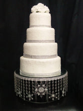 Load image into Gallery viewer, Snowflake Cake Stand Crystal effect or glass beads- cake stand for a Winter wedding by Crystal wedding uk