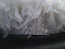 Load image into Gallery viewer, Diamante and Feather surround wedding cake stand riser - all sizes- many sizes and colours by Crystal wedding uk