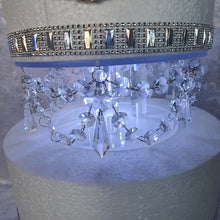 Load image into Gallery viewer, Glass slipper cake divider plus 2 crystal dividers - set of 3 pieces with LED lights. by Crystal wedding uk