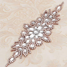 Load image into Gallery viewer, Crystal cake brooch,ROSE GOLD cake decoration, rhinestone cake jewellery, many designs to choose- by Crystal wedding uk