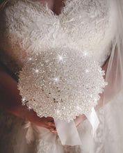 Load image into Gallery viewer, Clear Crystal bouquet, Brides wire bead jewel bouquet. rose gold. silver or Gold by Crystal wedding uk