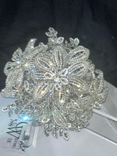 Load image into Gallery viewer, Diamante bouquet 10" x 14" brooch Jewel rhinestone crystal wedding bouquet Crystal Bridal Bouquet, cascade bouquet by Crystal wedding uk