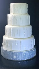 Load image into Gallery viewer, Diamante Crystal effect cake stand mirror top by Crystal wedding uk